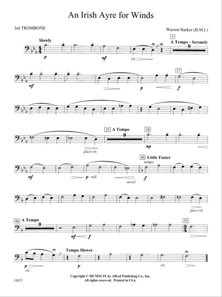 Irish Ayre for Winds: 3rd Trombone Concert Band scores gallery preview page 1