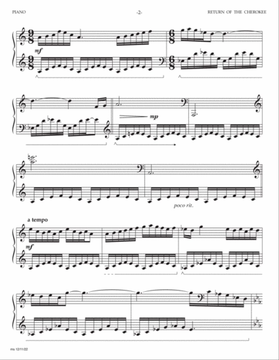 Return of the Cherokee Piano scores gallery preview page 2