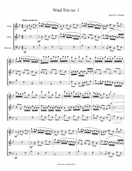 Wind Trio no. 1 in Bb Major (for Flute, Oboe, and Bassoon) - LeGrand image number null