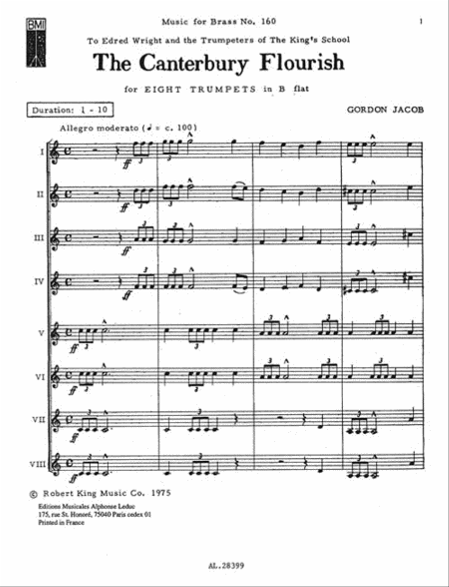 The Canterbury Flourish (trumpet Ensemble (5 Or More)) Trumpet scores gallery preview page 2