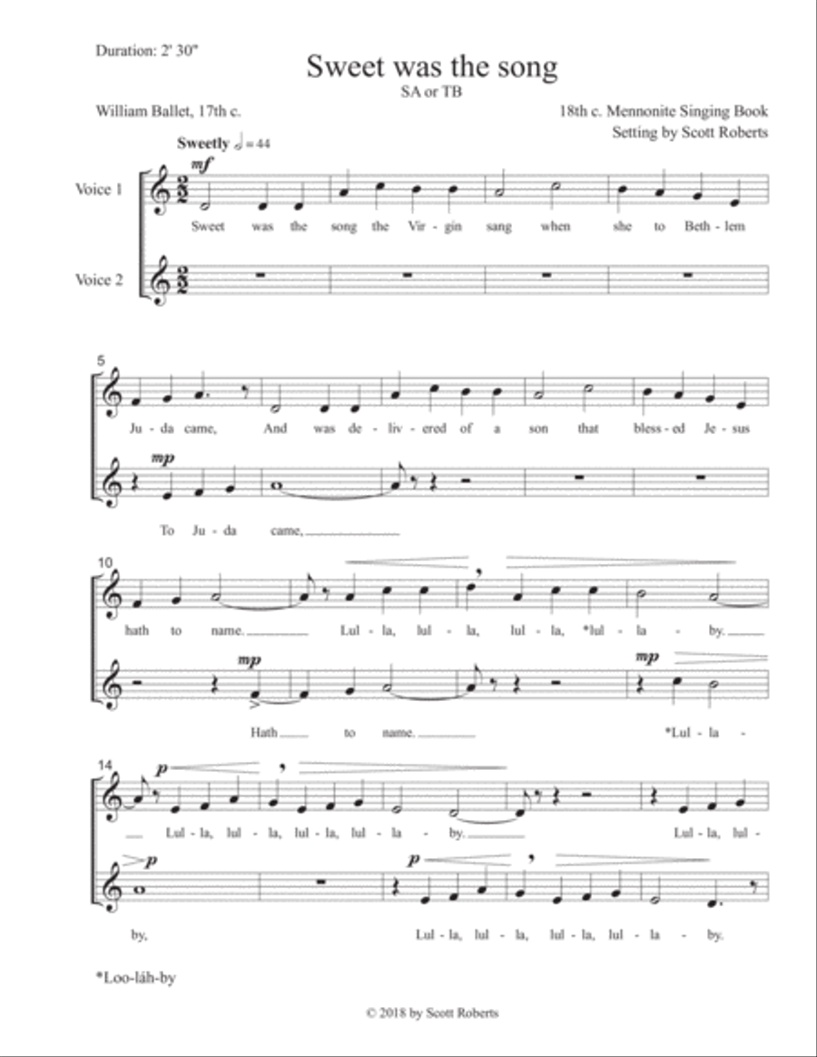 Sweet was the song SA scores gallery preview page 1