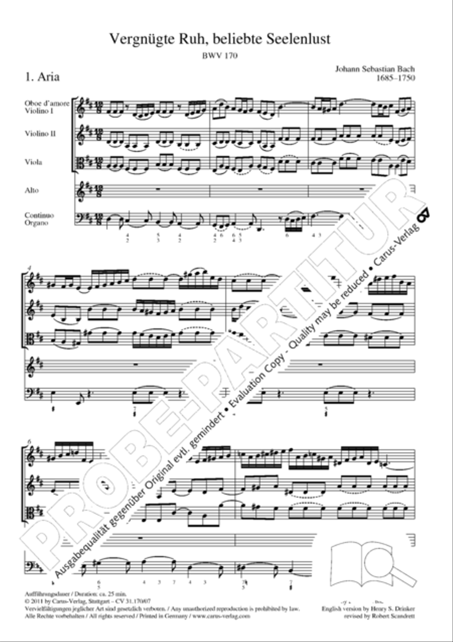 O blessed rest, o welcome heart's delight (Vergnugte Ruh, beliebte Seelenlust) Orchestra scores gallery preview page 6