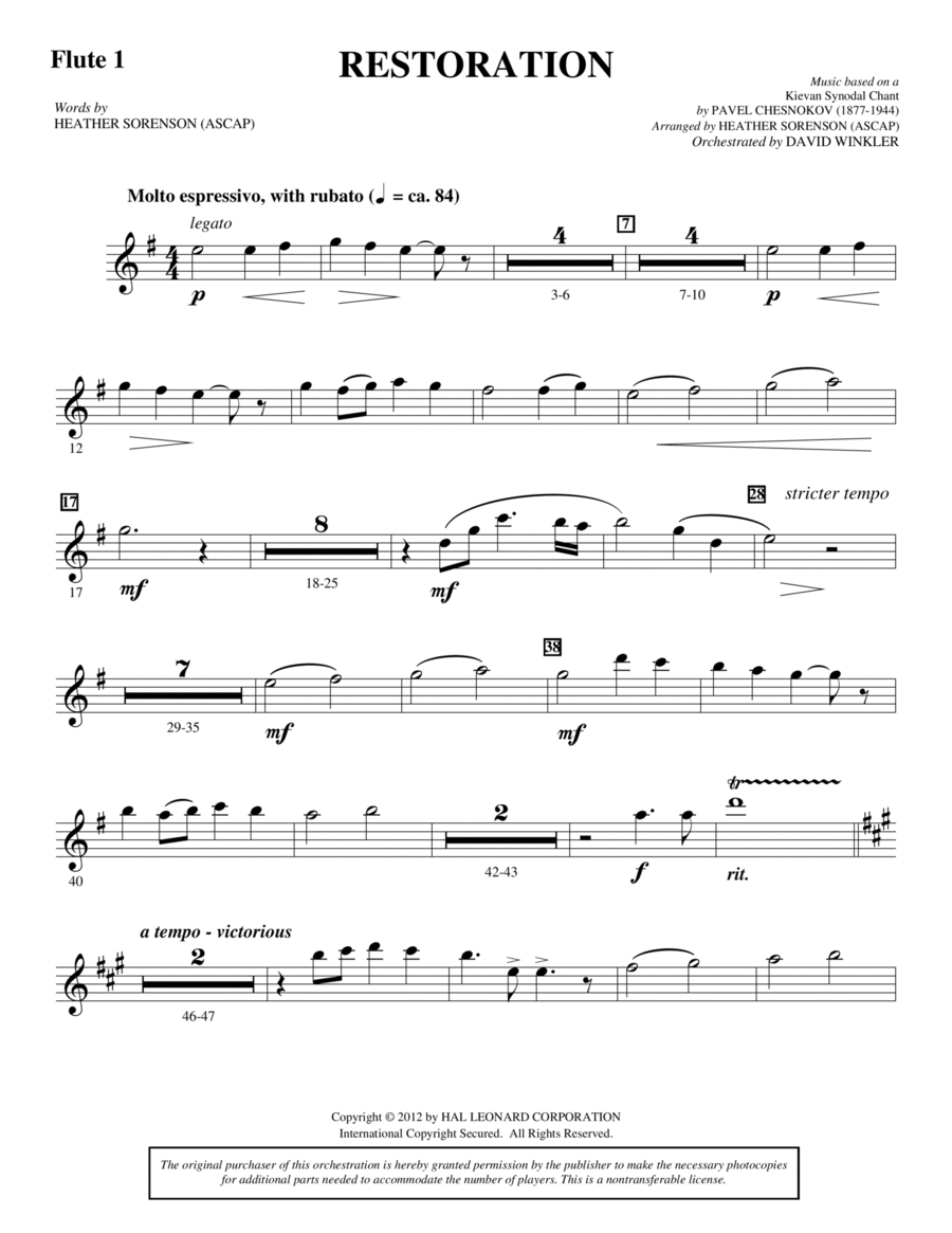 Restoration - Flute 1 Choir scores gallery preview page 1