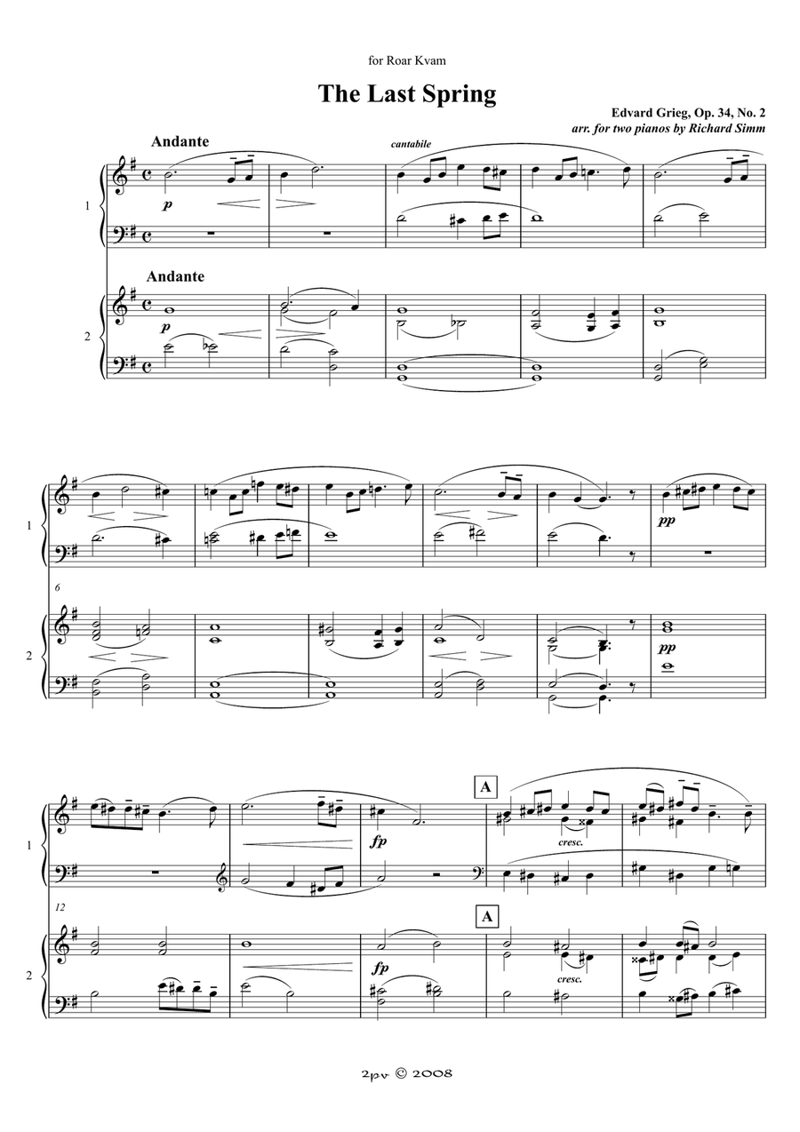 Last Spring Last Spring Piano Duet scores gallery preview page 1