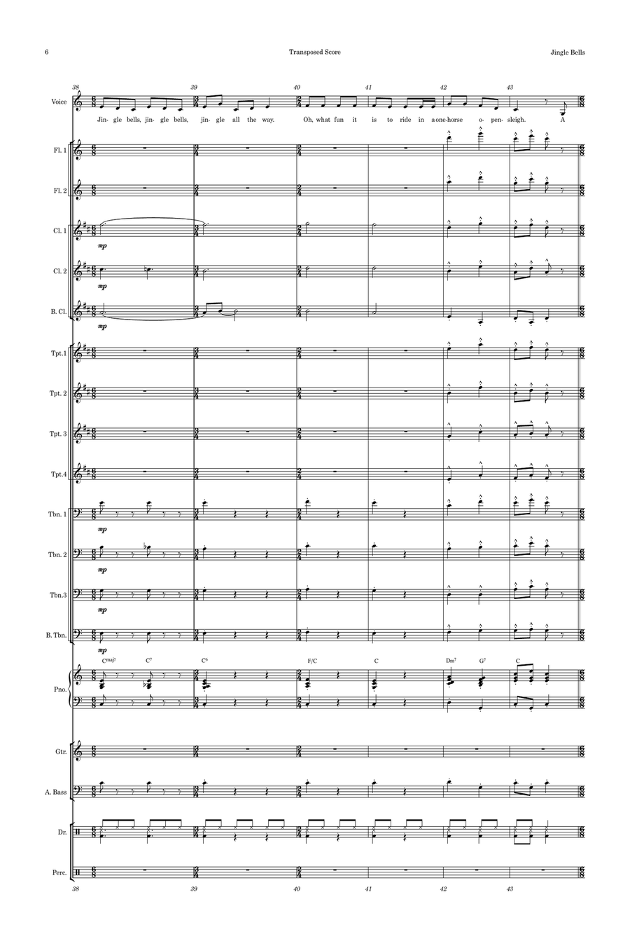 Jingle Bells Female Vocal with Big Band Key of C Jazz Ensemble scores gallery preview page 6
