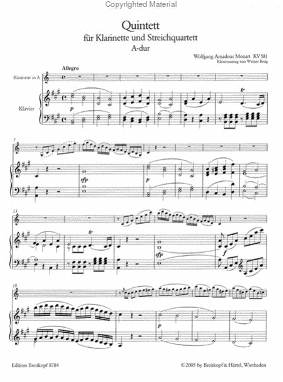 Quintet in A major K. 581 Clarinet Solo scores gallery preview page 2