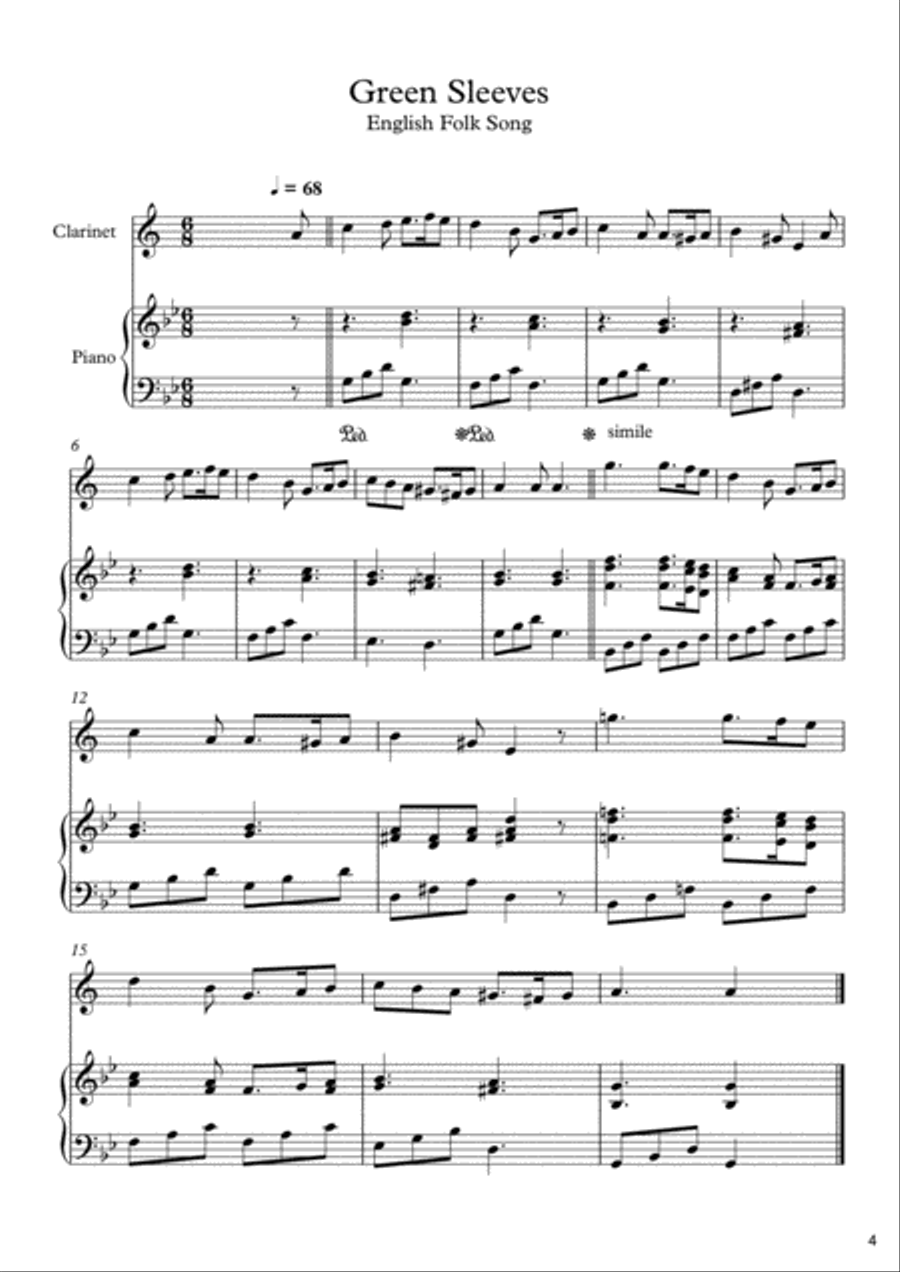 10 Easy Classical Pieces For Clarinet & Piano Clarinet Solo scores gallery preview page 5