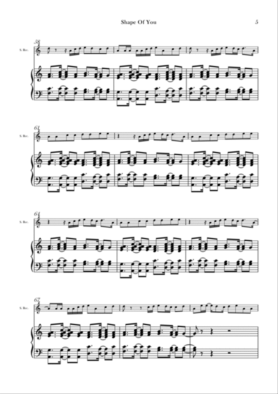 Shape Of You Soprano Recorder scores gallery preview page 5