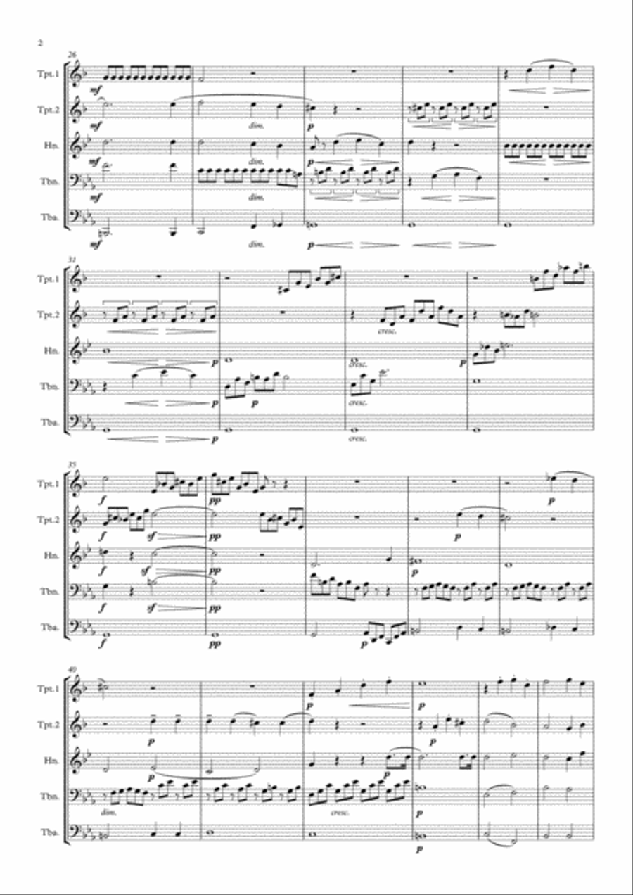 Beethoven: Piano Sonata No.14 in C# min. (quasi una Fantasia)(Moonlight) Op.27. No.2 - brass quintet Brass Quintet scores gallery preview page 2