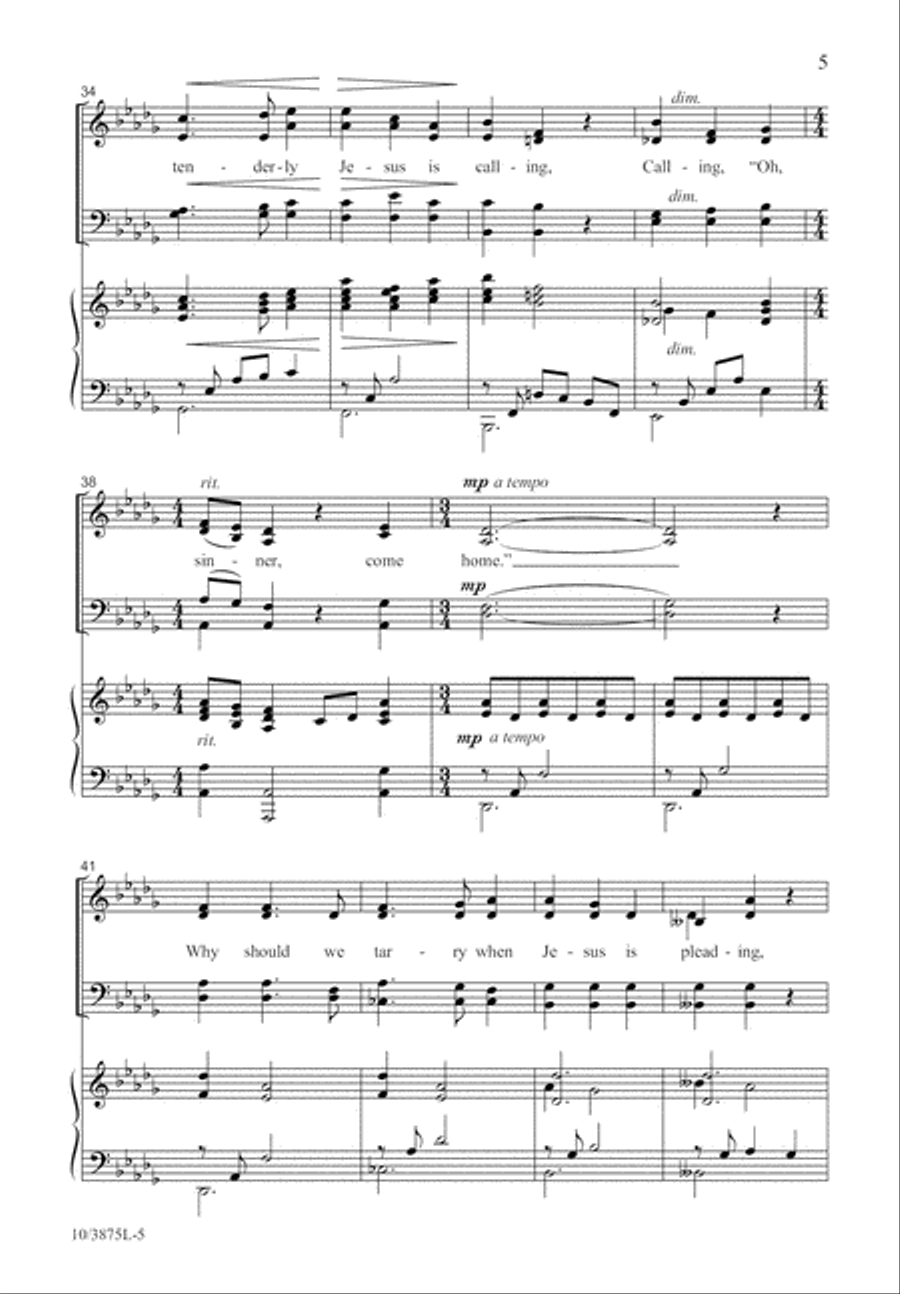 Softly and Tenderly 4-Part scores gallery preview page 6