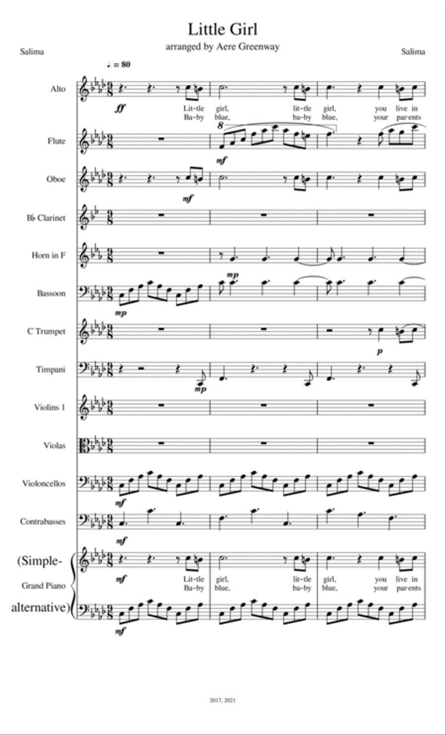 Little Girl - Orchestral Version Full Orchestra scores gallery preview page 2