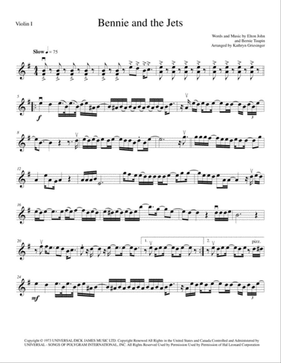 Bennie And The Jets String Quartet scores gallery preview page 1