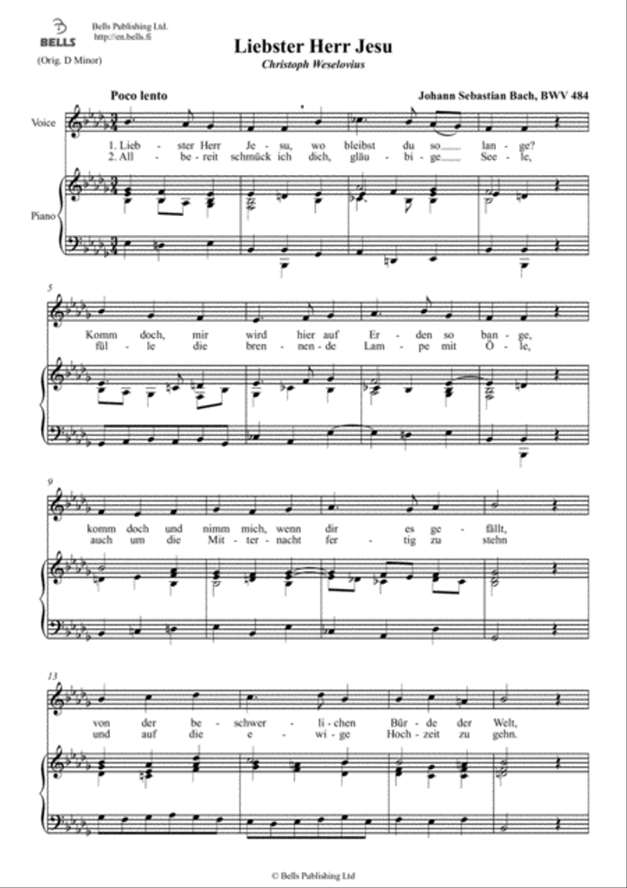 Liebster Herr Jesu, BWV 484 (B-flat minor)