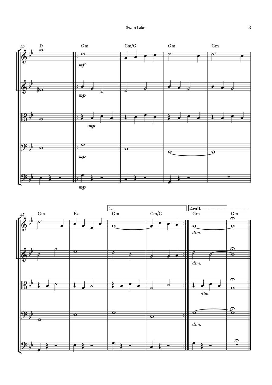 Swan Lake Brass Quintet scores gallery preview page 3