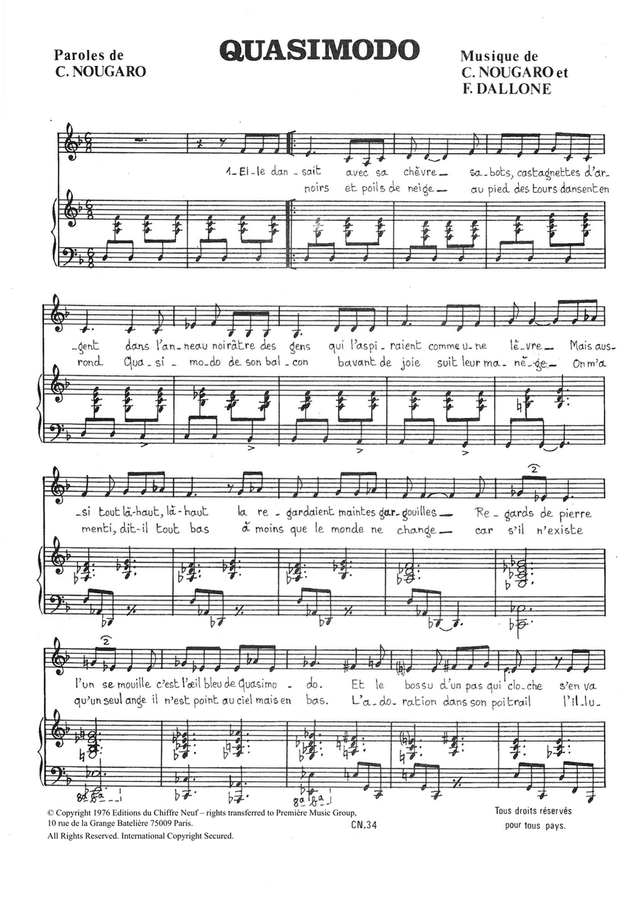 Quasimodo Piano, Vocal scores gallery preview page 1