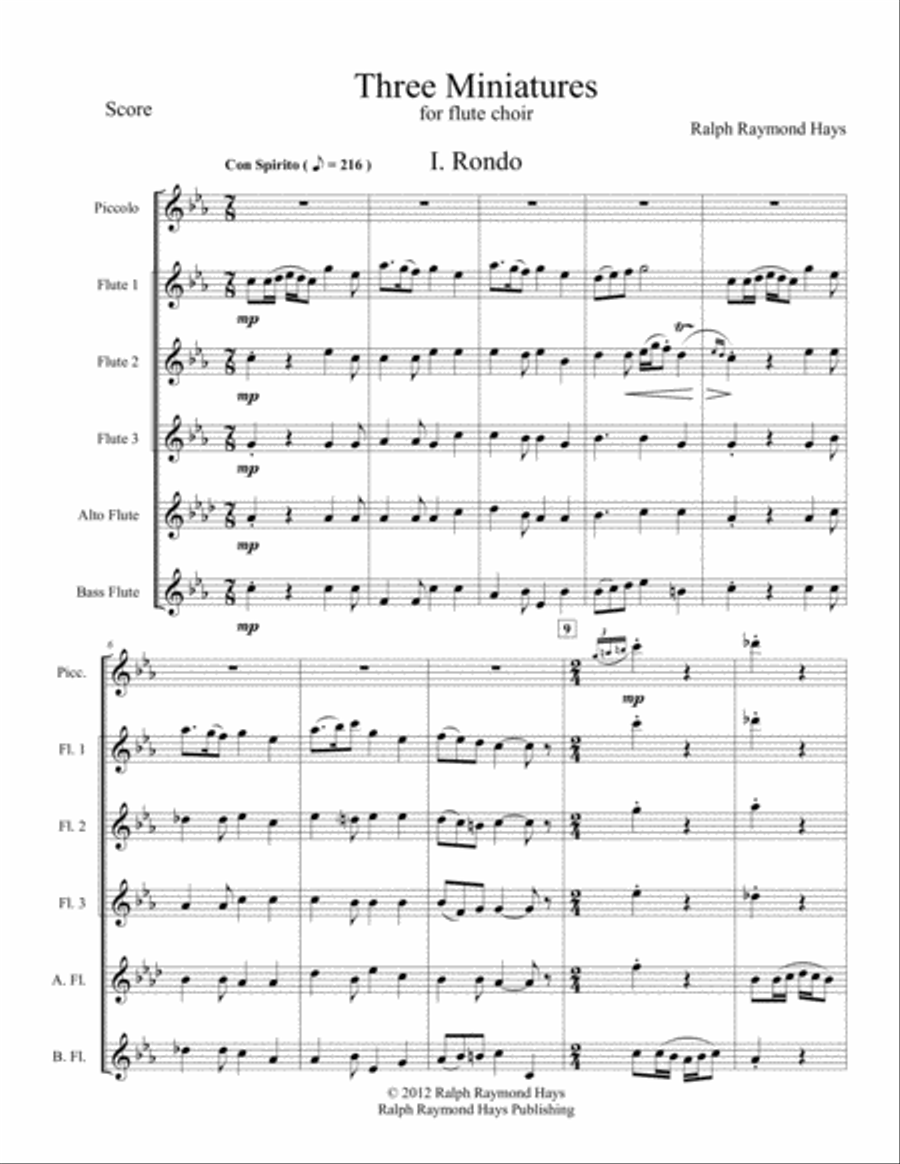 Three Miniatures for Flute Choir Flute Choir scores gallery preview page 1