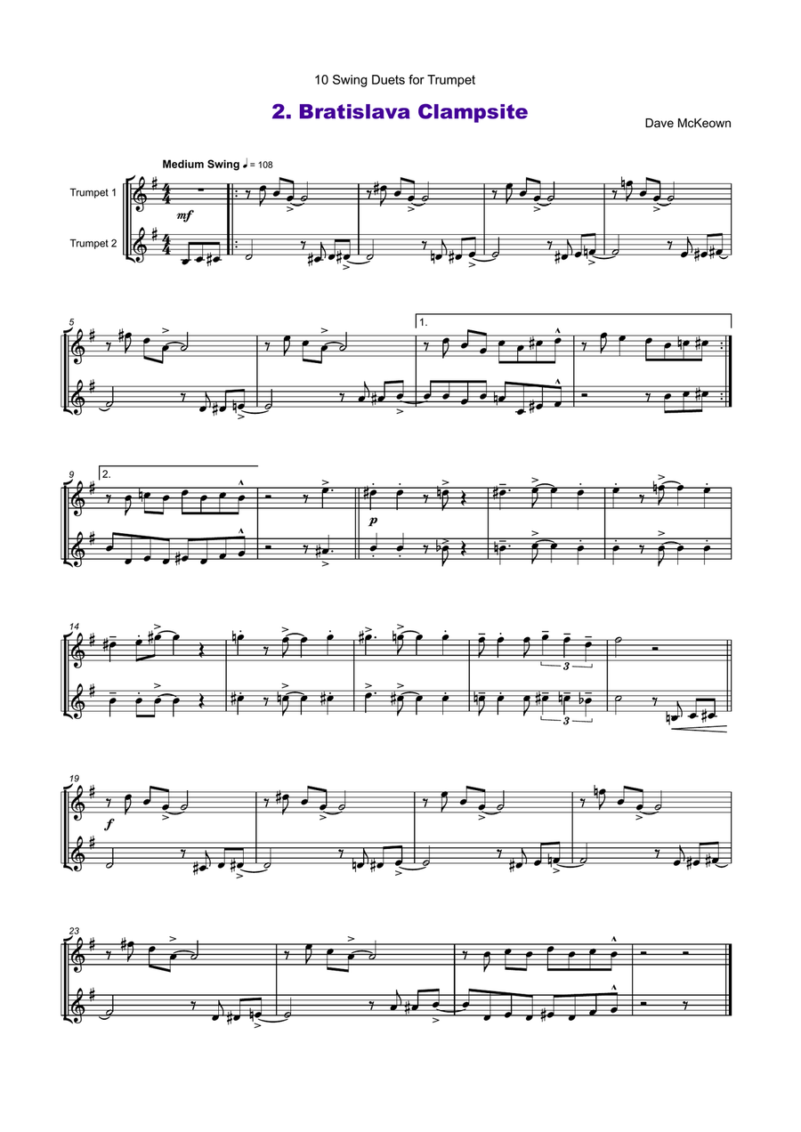 10 Swing Duets for Trumpet Trumpet Duet scores gallery preview page 3