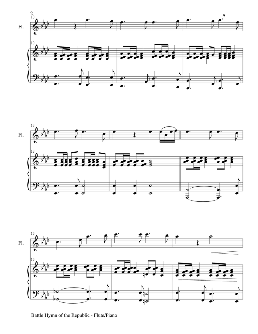 BATTLE HYMN OF THE REPUBLIC (Duet – Flute and Piano/Score and Parts) Woodwind Duet scores gallery preview page 2