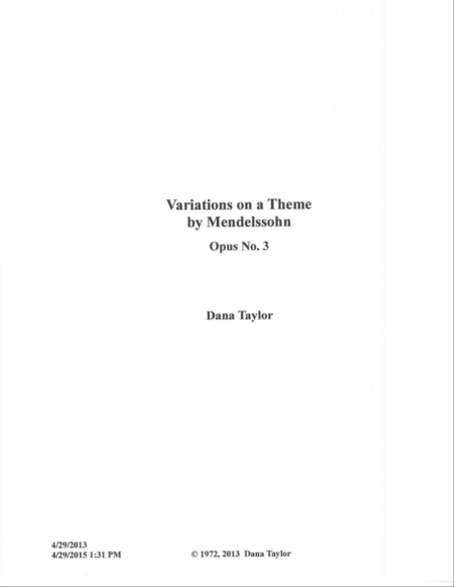 Variations On a Theme by Mendelssohn Piano Solo scores gallery preview page 2