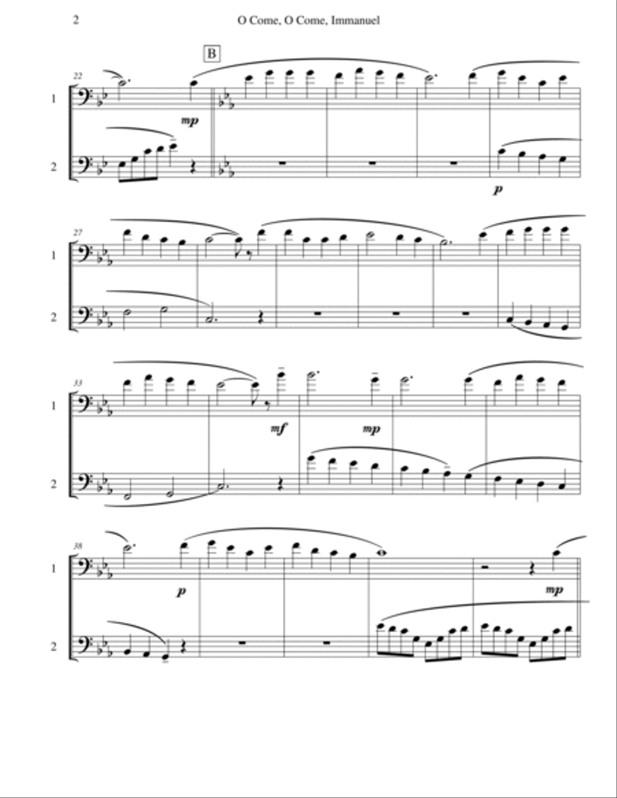 O Come, O Come, Immanuel (Emmanuel) Trombone Duet scores gallery preview page 2