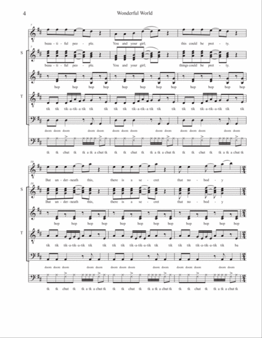 Wonderful World, Beautiful People 4-Part scores gallery preview page 4