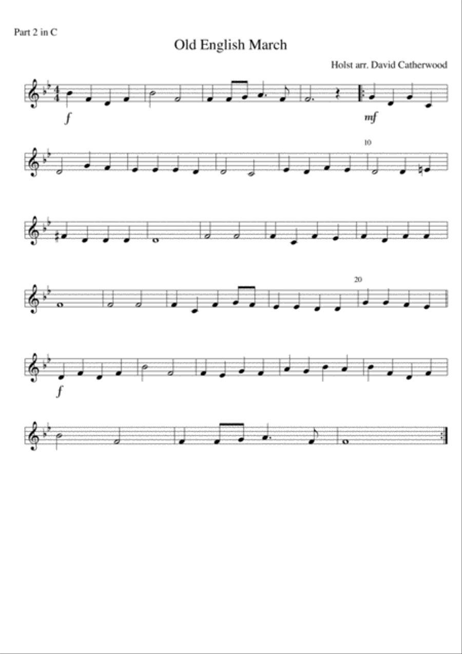 Old English March by Holst arranged for Flexible ensemble by David Catherwood Concert Band scores gallery preview page 5