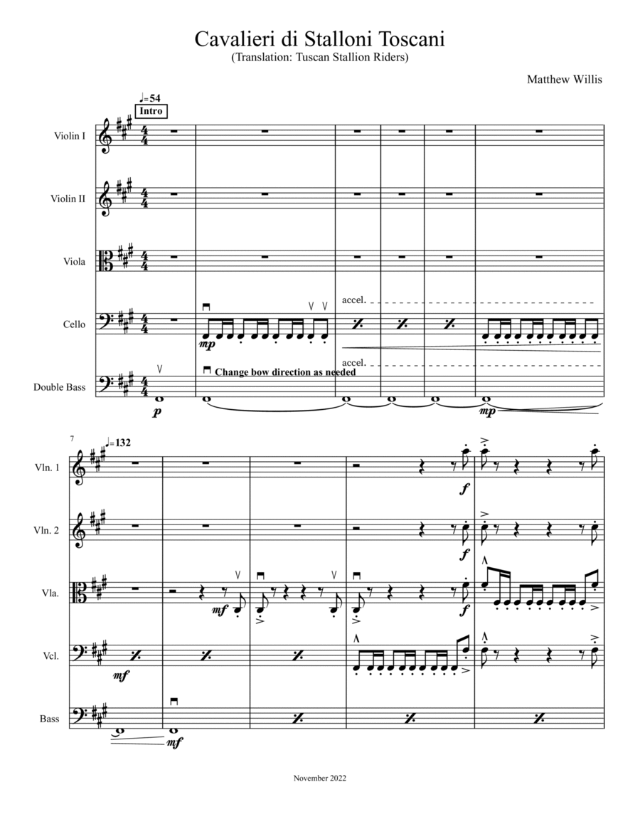 Cavalieri di Stalloni Toscani String Orchestra scores gallery preview page 1