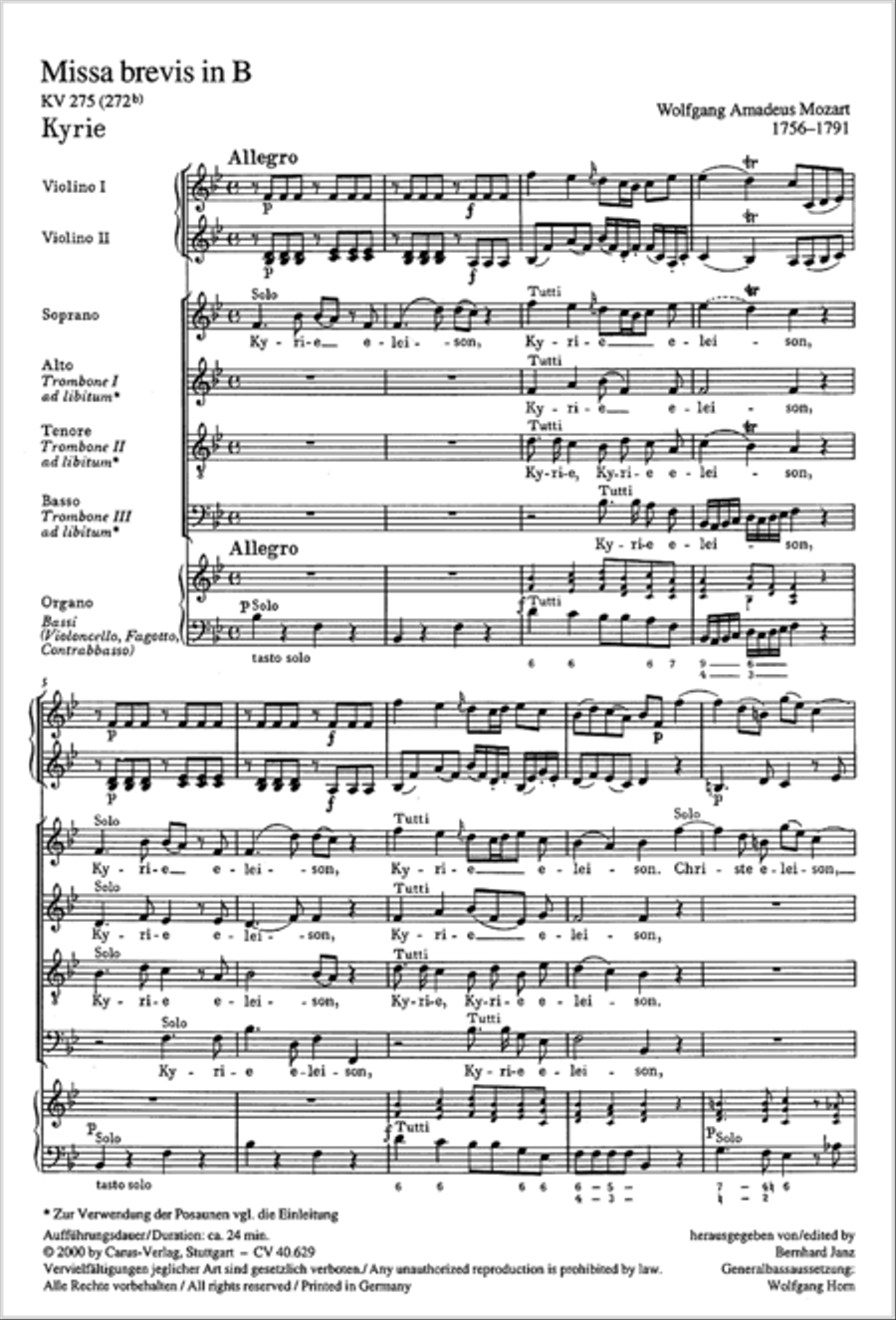 Missa brevis in B flat major 4-Part scores gallery preview page 54