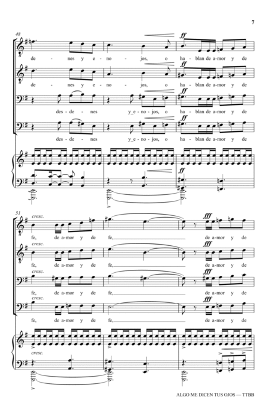 Algo Me Dicen Tus Ojos (from Three Spanish Songs for Men's Choir) TTBB scores gallery preview page 7