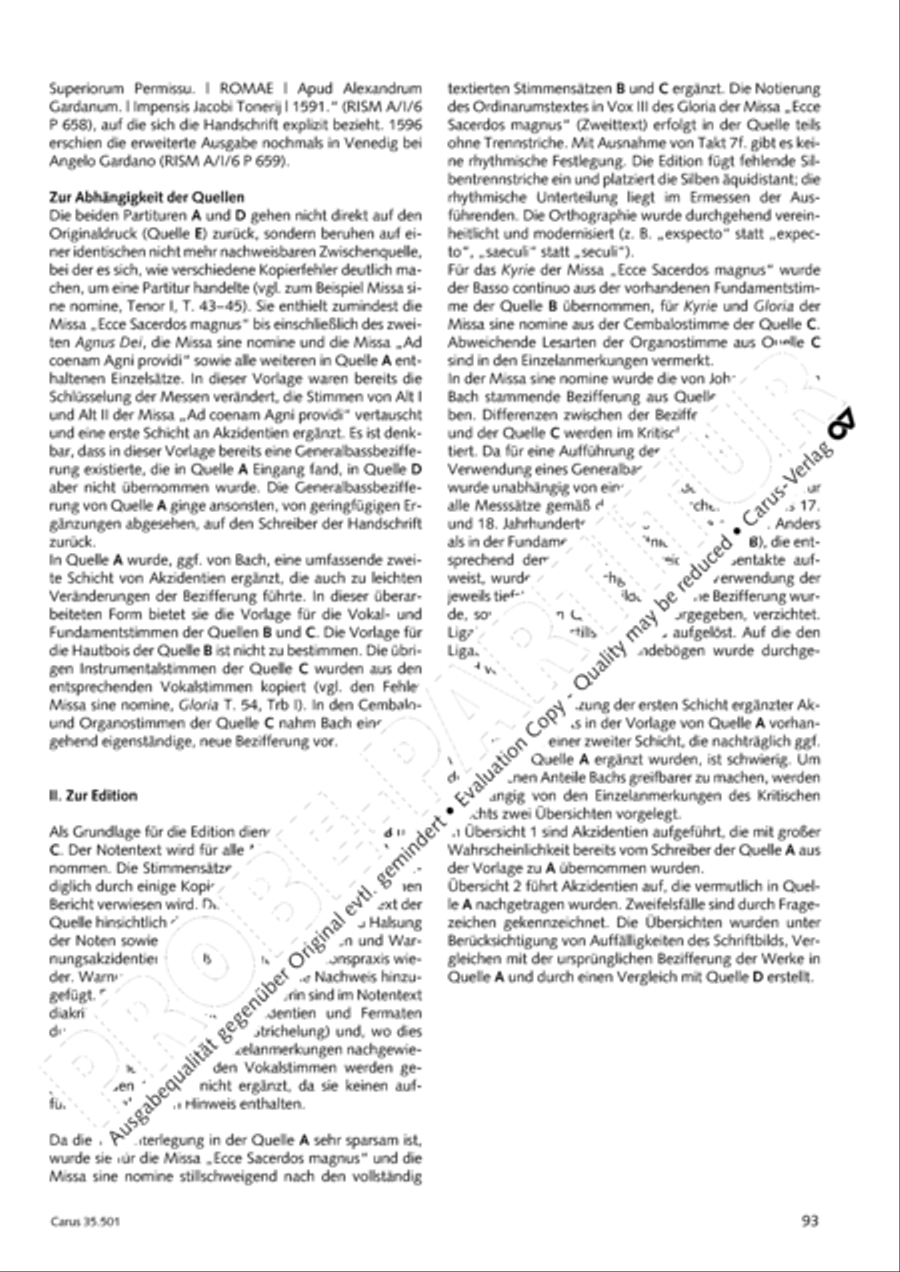 Palestrina: Masses and individual movements