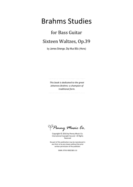 Brahms Studies for Bass Guitar - 16 Waltzes, Op.39 by Johannes Brahms Classical Guitar - Digital Sheet Music