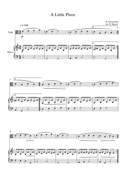 A Little Piece, Robert Schumann, For Viola & Piano image number null