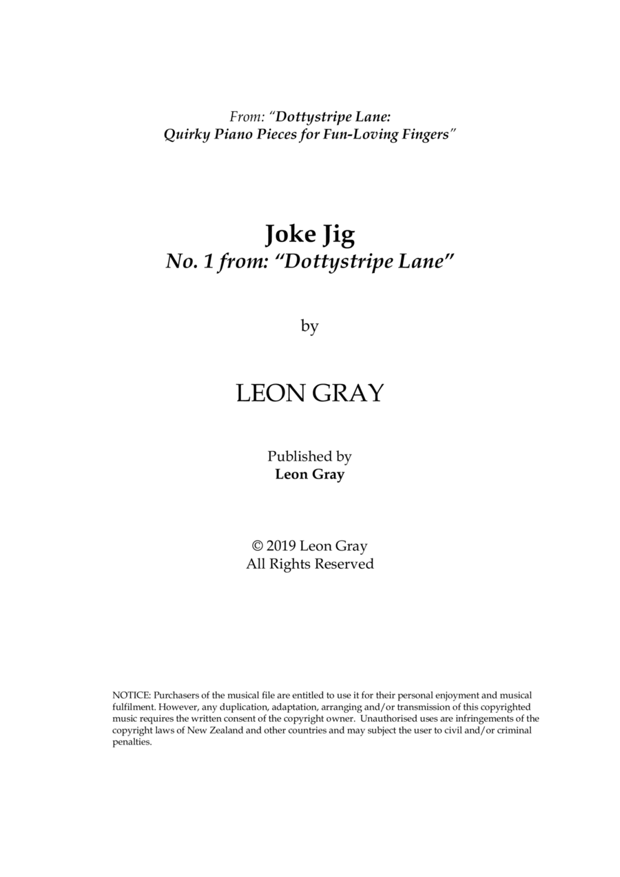 Joke Jig (No. 1), Dottystripe Lane © 2019 Leon Gray Piano Solo scores gallery preview page 1