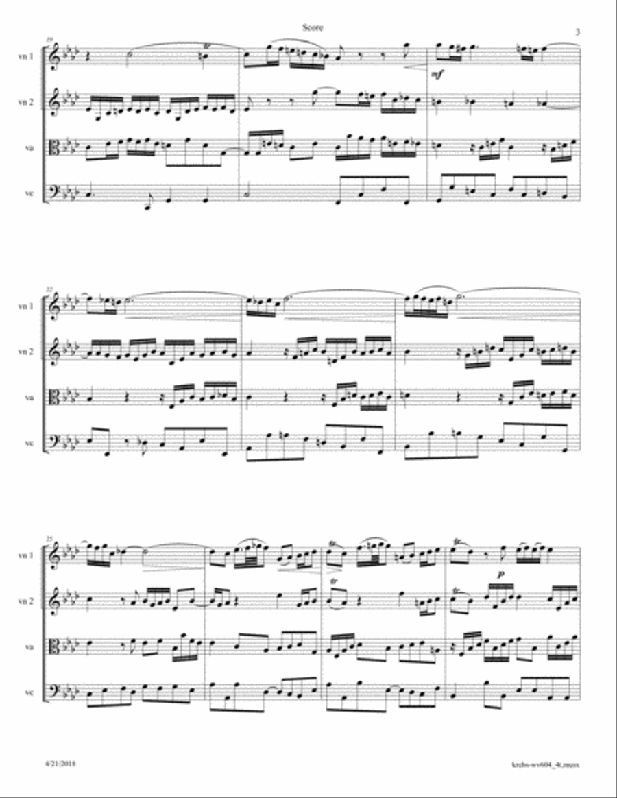 Krebs JL: Fantasia in F minor krebs-wv604 arr. for String Quartet String Quartet scores gallery preview page 3