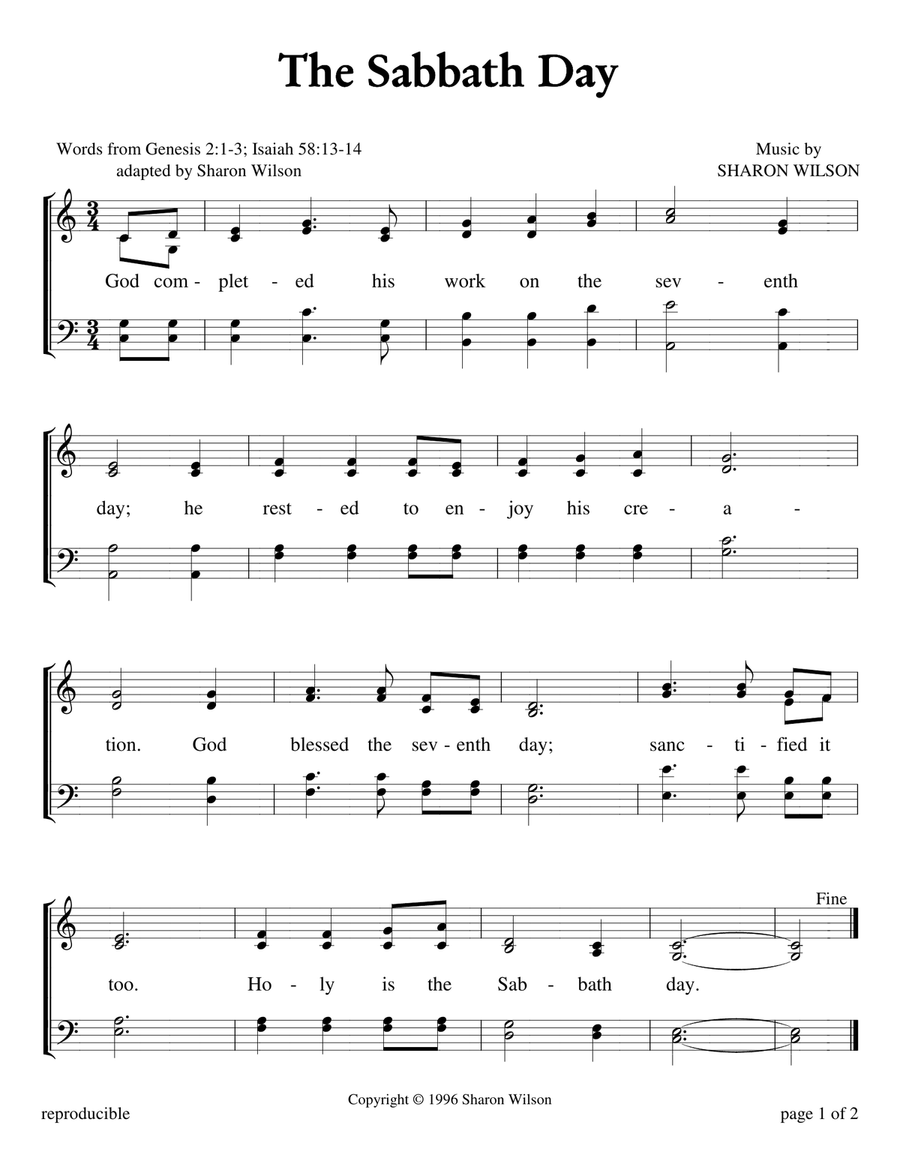 The Sabbath Day (Sabbath Celebration) Baritone Horn TC scores gallery preview page 1