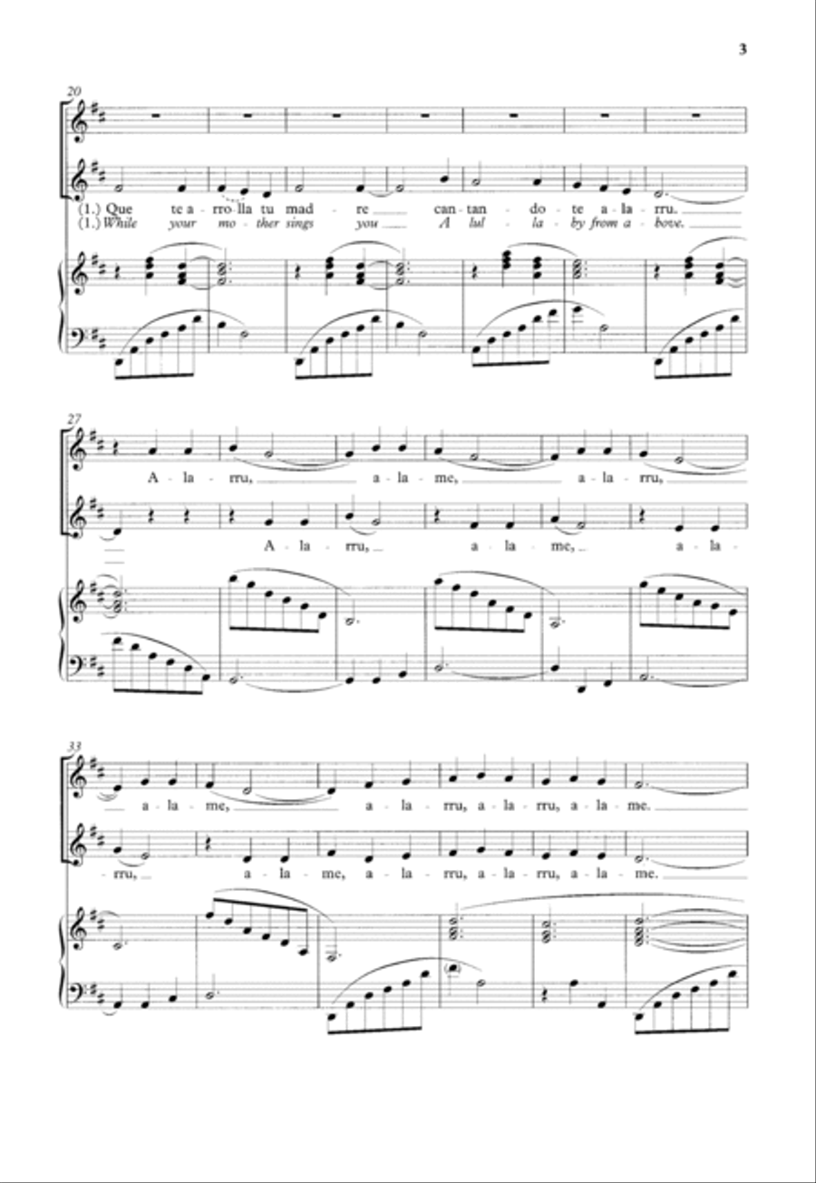 A Mexican Lullaby (Duermete Nino lindo) SSA scores gallery preview page 3