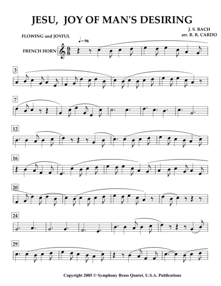 Wedding Collection: Professional Edition - 3. JESU, Joy of Man's Desiring (French Horn) [Same arrangement as in my collection titled "Easter Music"  image number null