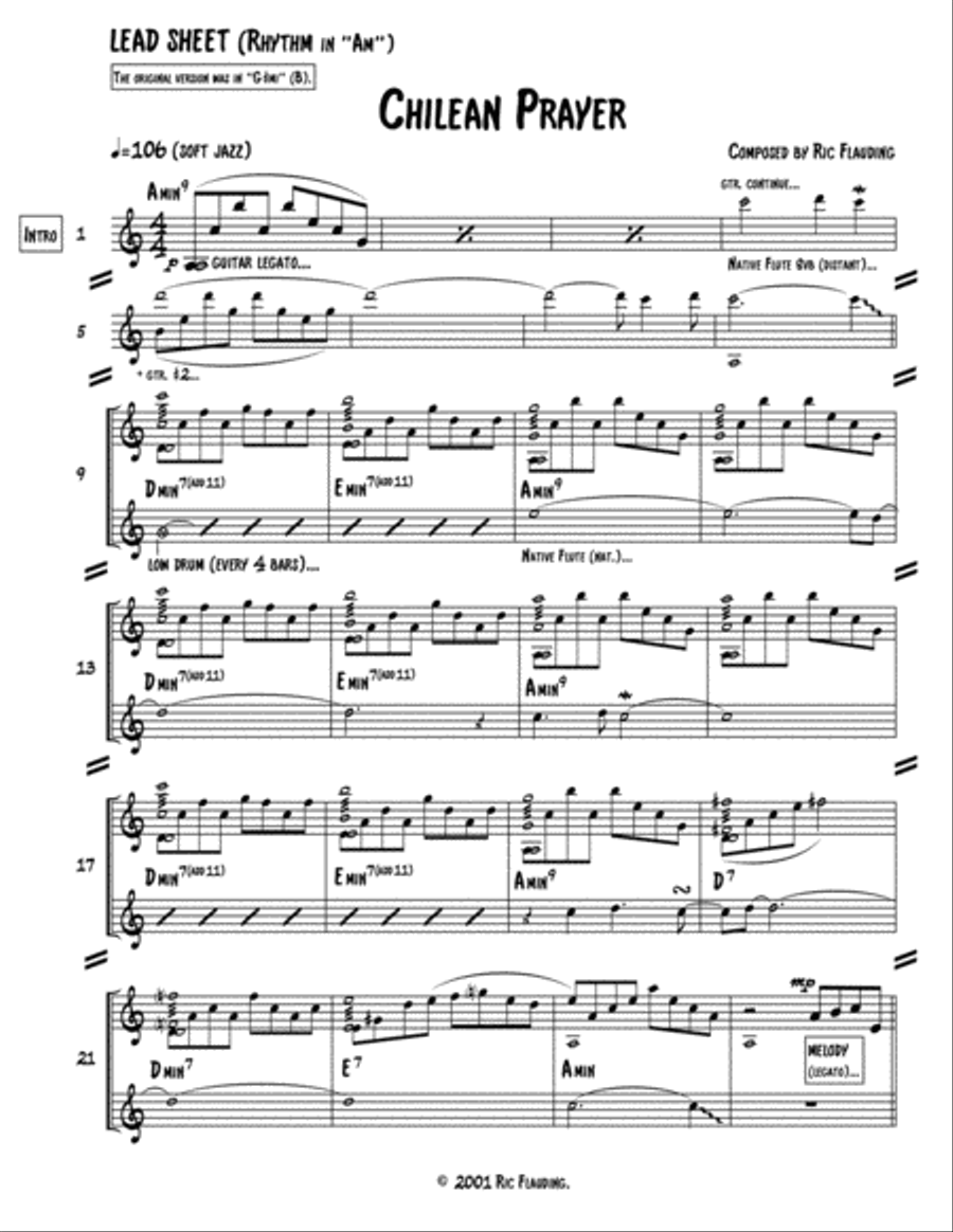 Chilean Prayer (Lead Sheet & Additional Parts) Guitar Ensemble scores gallery preview page 1