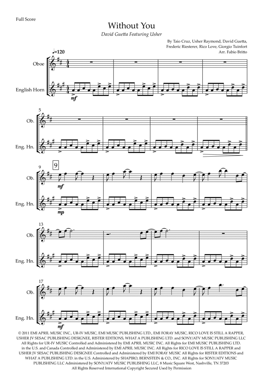 Without You Woodwind Duet scores gallery preview page 1