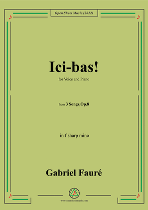 Book cover for Fauré-Ici-bas!,in f sharp minor,Op.8 No.3,from '3 Songs,Op.8'