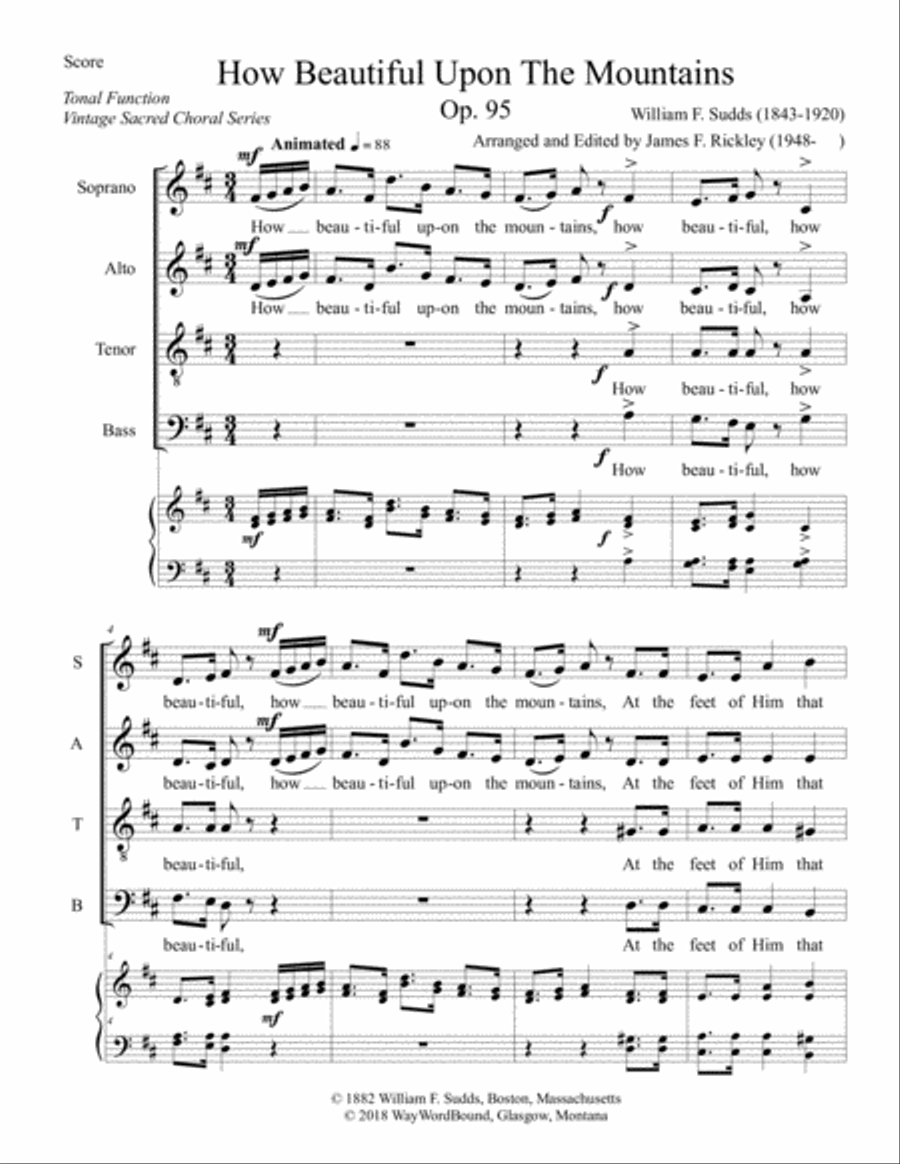 How Beautiful Upon The Mountains 4-Part scores gallery preview page 1