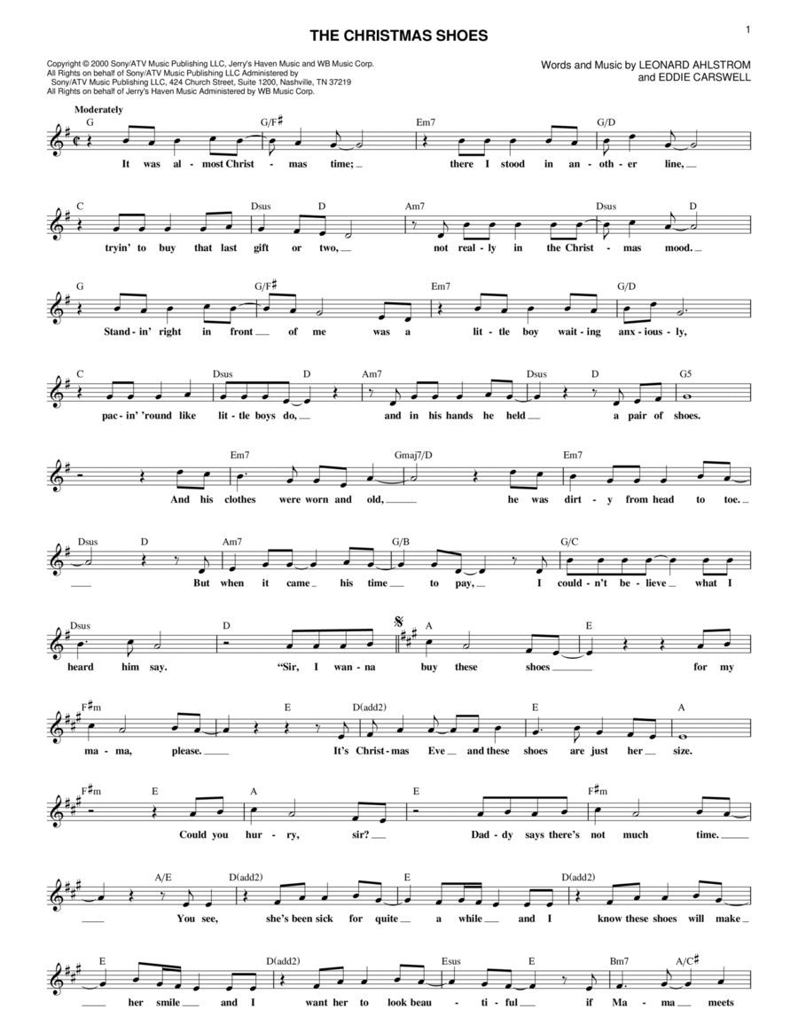 The Christmas Shoes Piano scores gallery preview page 1