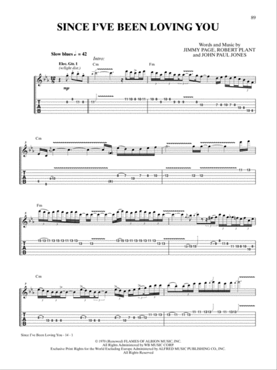 Since I've Been Loving You Guitar Tablature scores gallery preview page 1