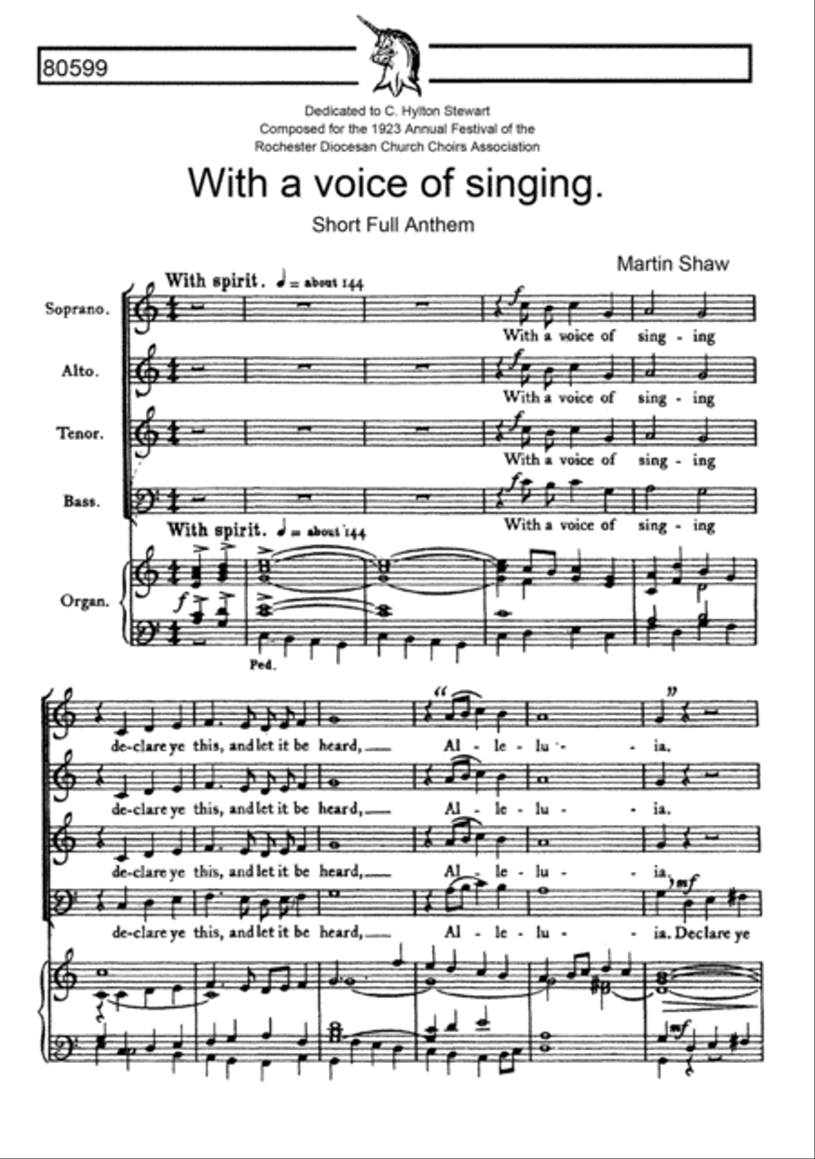 With A Voice Of Singing 4-Part scores gallery preview page 1