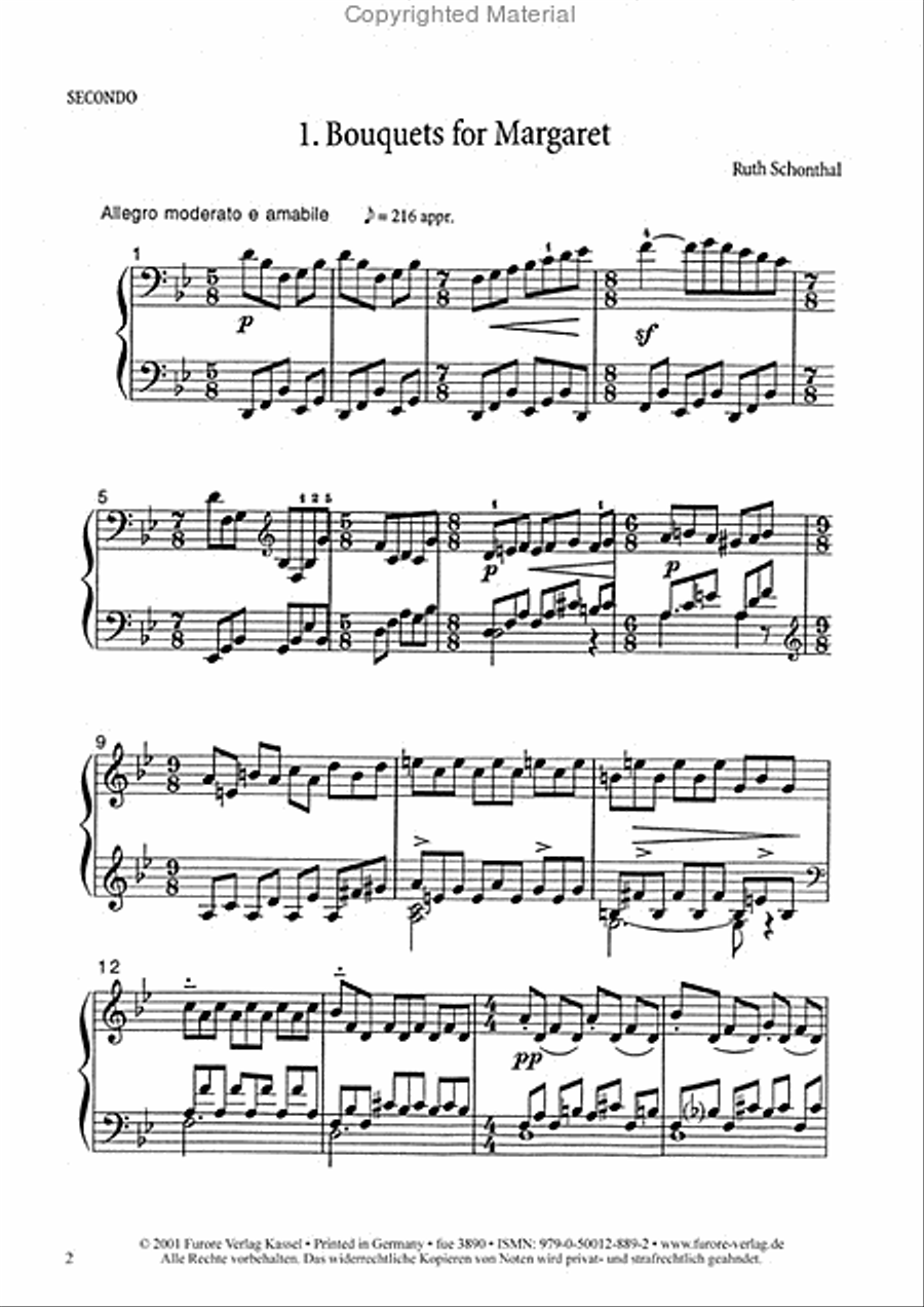 Bouquets for Margret. Five Duets for piano four hands Harpsichord scores gallery preview page 2