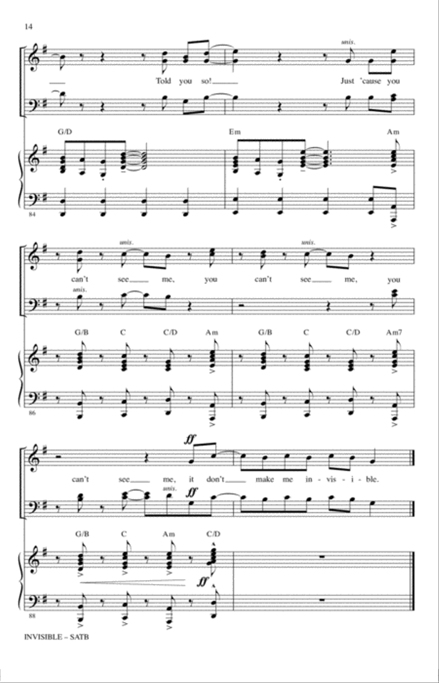 Invisible (arr. Ed Lojeski) 4-Part scores gallery preview page 13