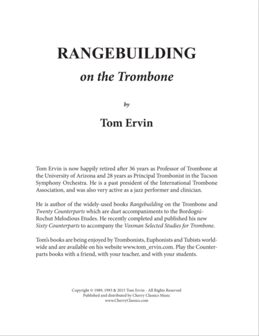 Rangebuilding on the Trombone by Tom Ervin Trombone Solo scores gallery preview page 2