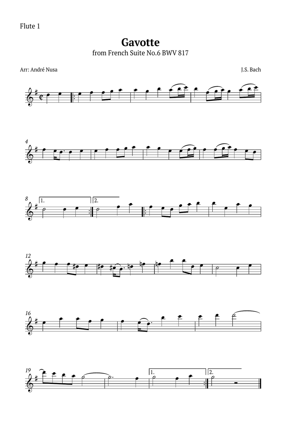Gavotte from French Suite No.6 Woodwind Trio scores gallery preview page 3