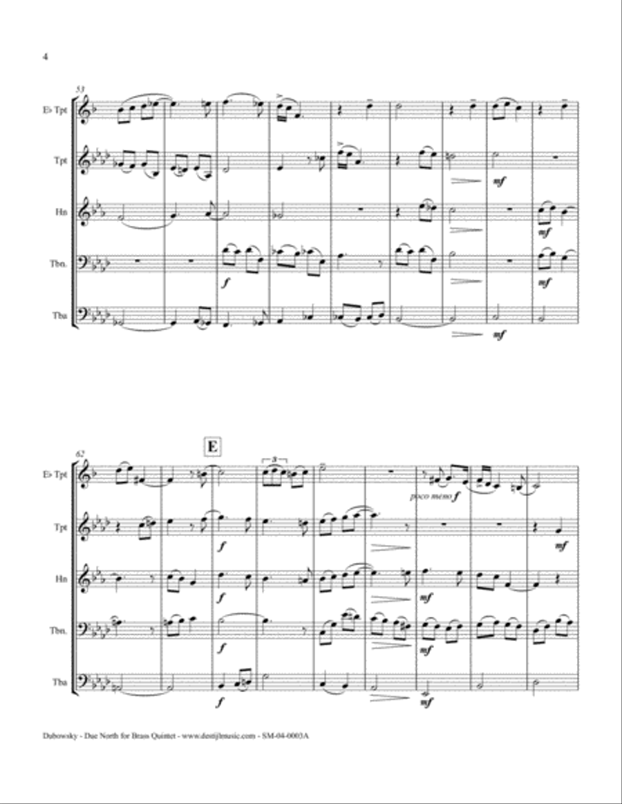 Due North for Brass Quintet Brass Quintet scores gallery preview page 6