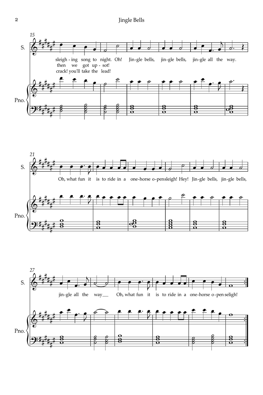 Jingle Bells Soprano Voice scores gallery preview page 2